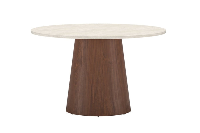 Lanzo Spisebord Ø120 cm | Mørkebrun / Marmor look