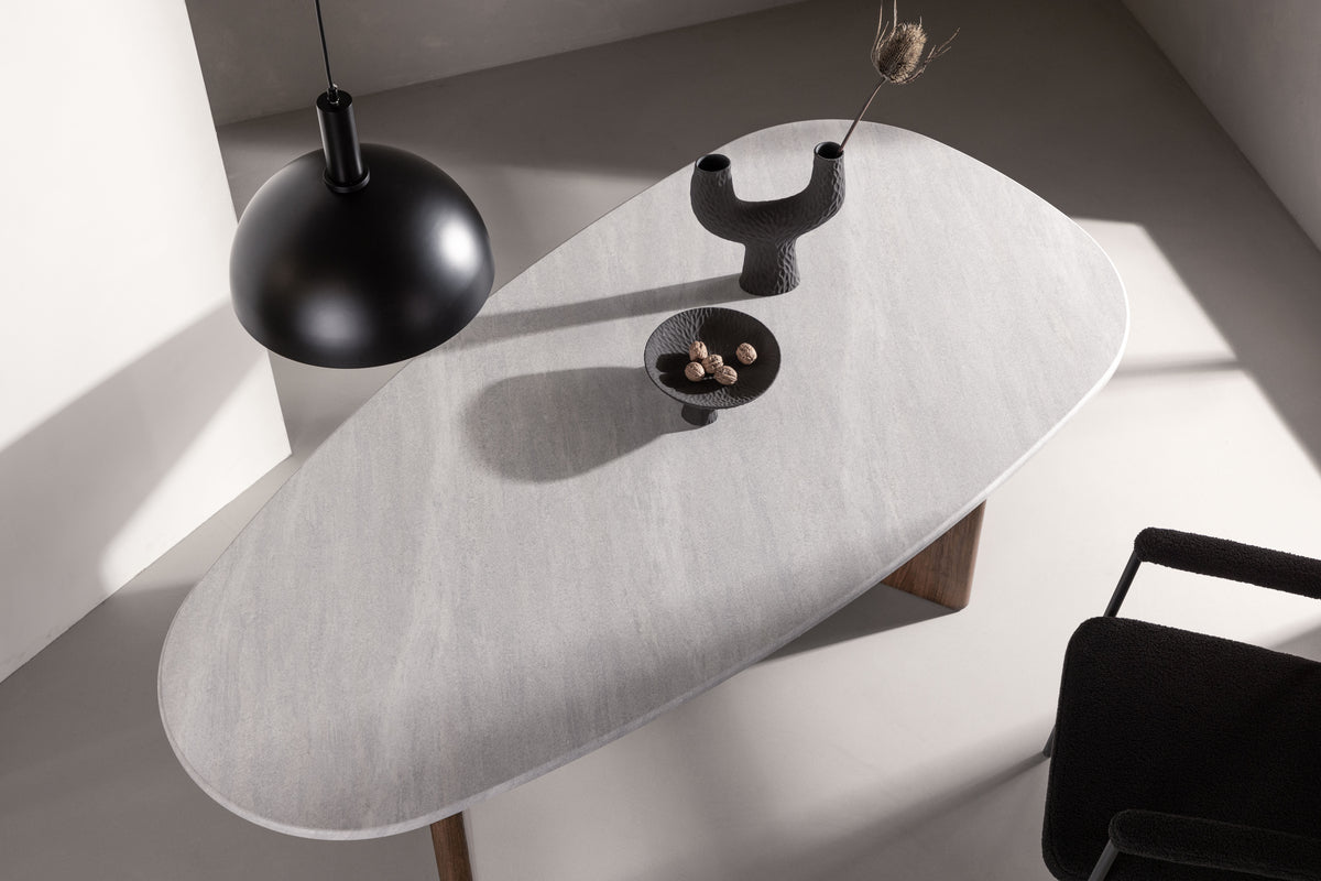 Tønsberg ovalt spisebord, 180 x 90 cm | Lysegrå / mocca