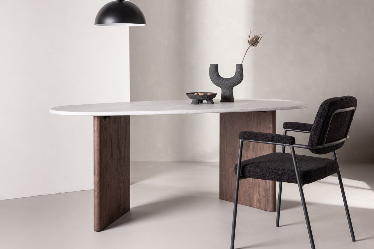 Tønsberg ovalt spisebord, 180 x 90 cm | Lysegrå / mocca