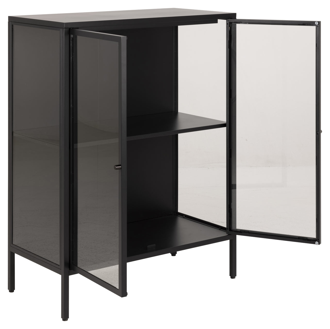 Ålvik Vitrineskab - Sort Metal / Glas, 80x40x98,7 cm
