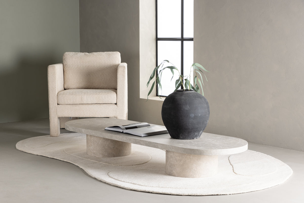 Bøstad Sofabord, 190 x 60 cm | Beige - Marmor look