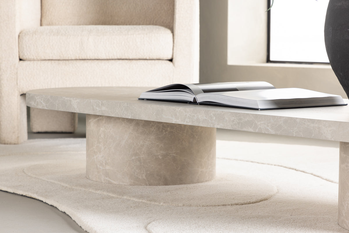 Bøstad Sofabord, 190 x 60 cm | Beige - Marmor look