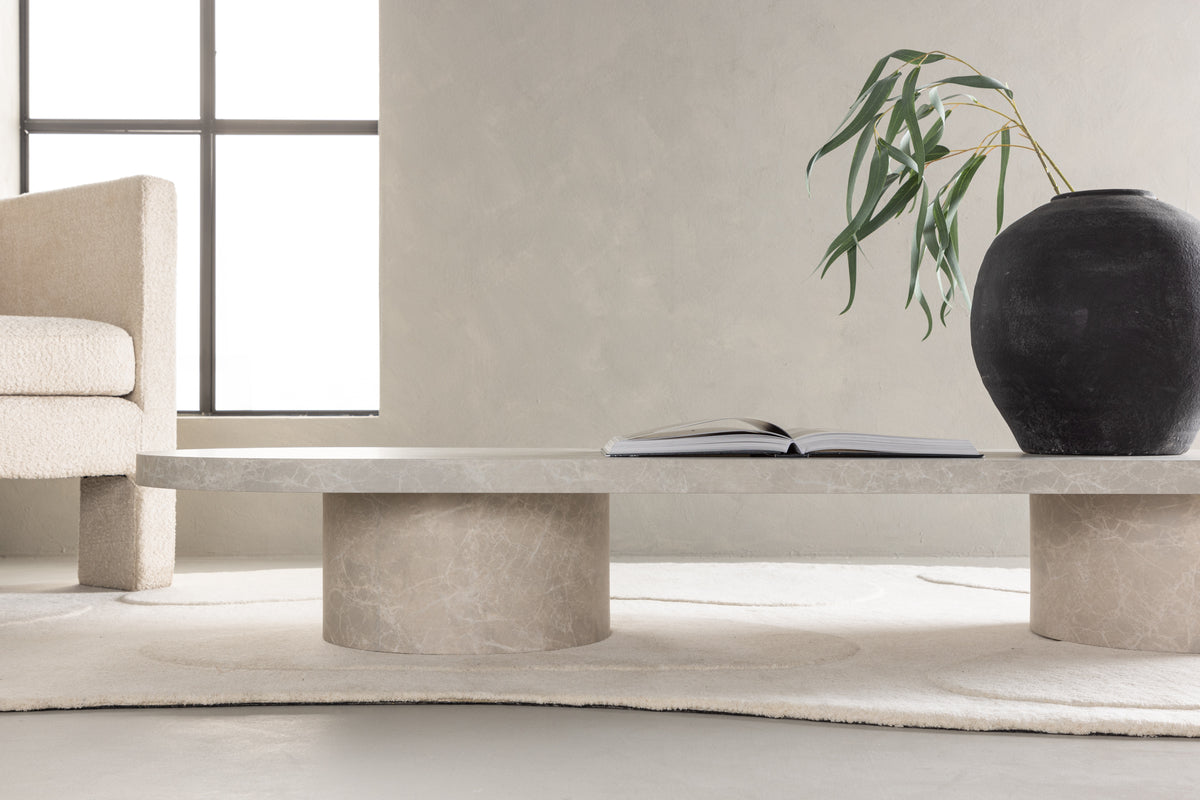 Bøstad Sofabord, 190 x 60 cm | Beige - Marmor look