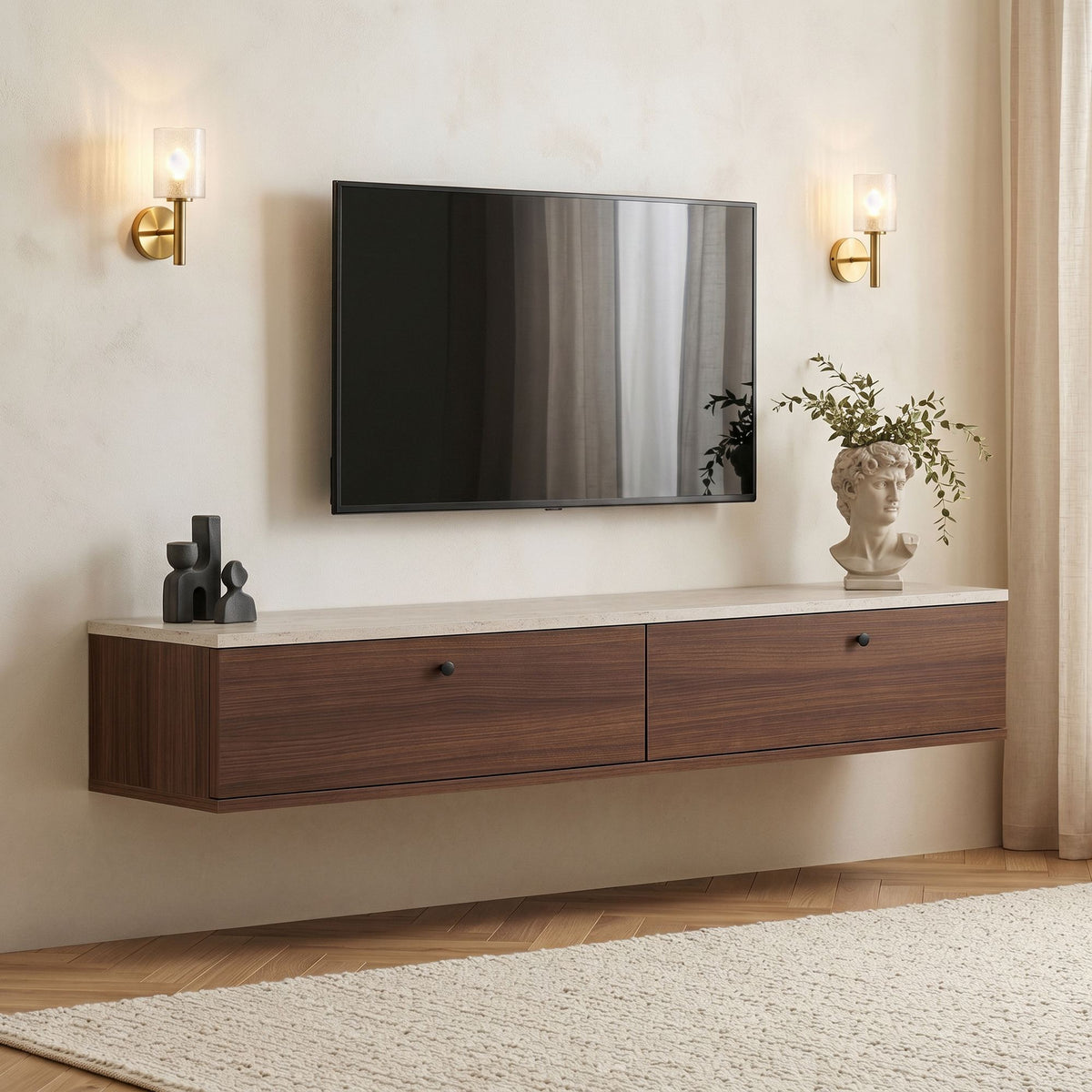 Ligne 160 - Travertine, Milano Walnut