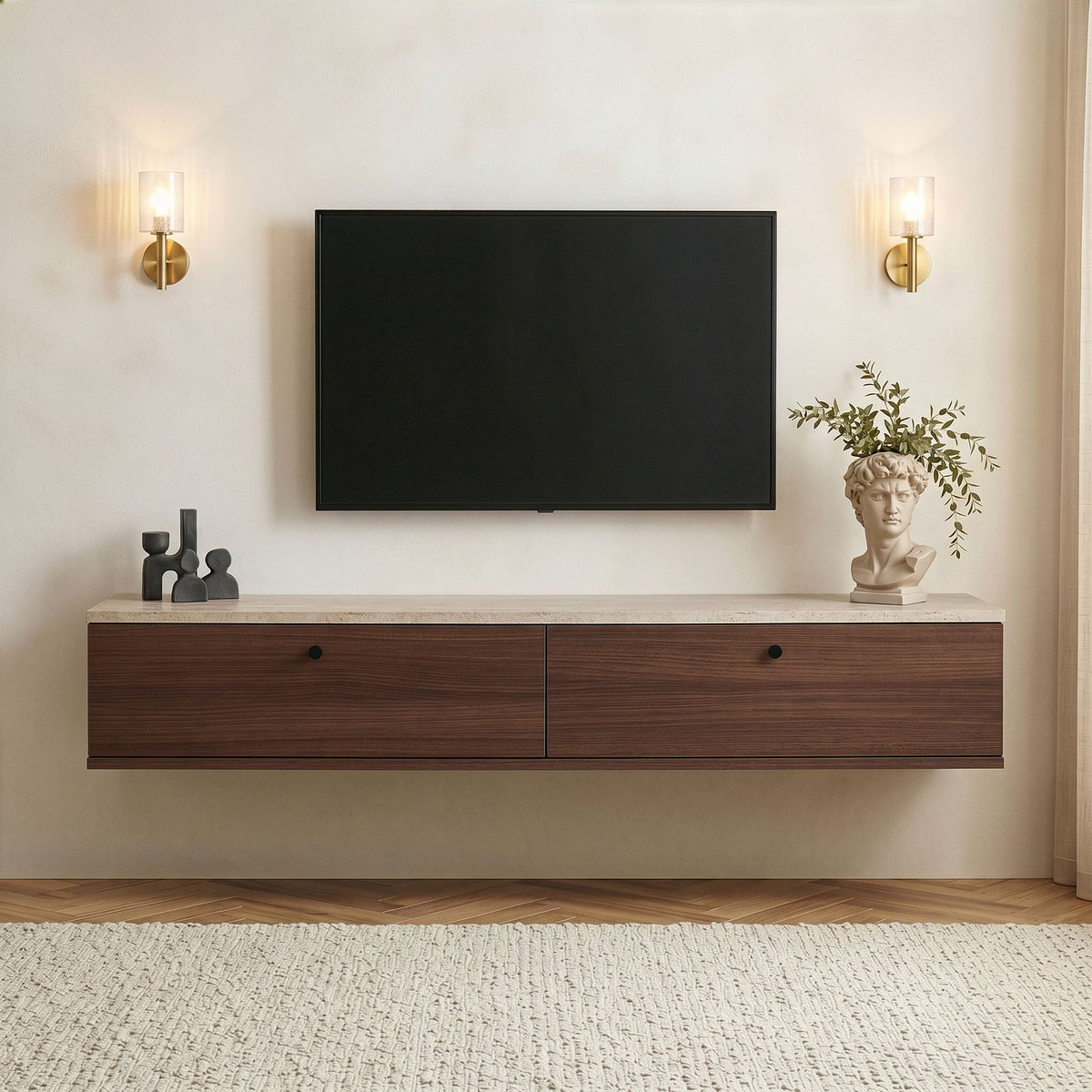 Ligne 160 - Travertine, Milano Walnut