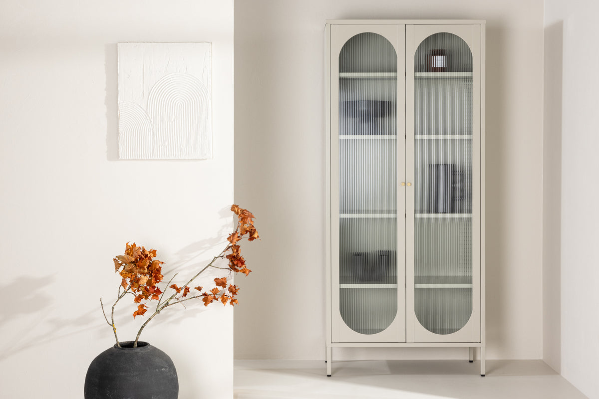 Lima Vitrineskab, 180 x 80 x 35 cm | Beige
