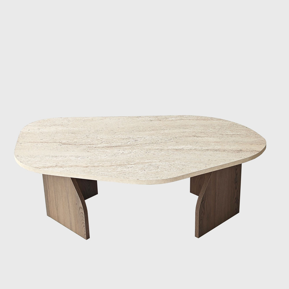 Rock sofabord, 100 x 60 cm – travertinlook og valnød – produktbillede 10