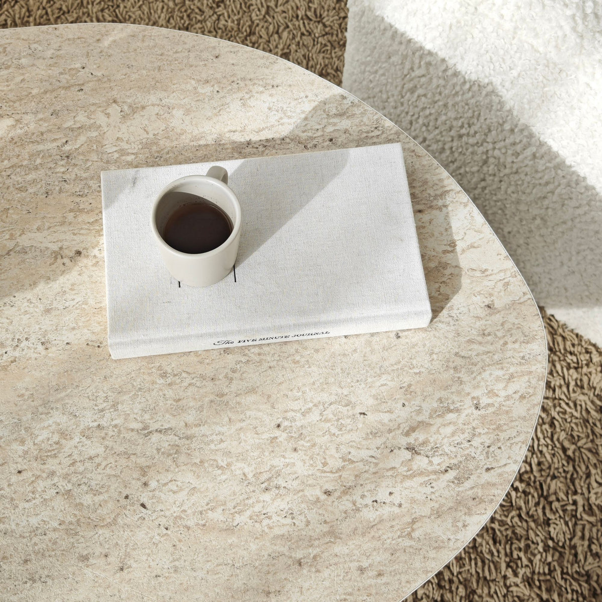 Rock sofabord, 100 x 60 cm – travertinlook og valnød – produktbillede 8