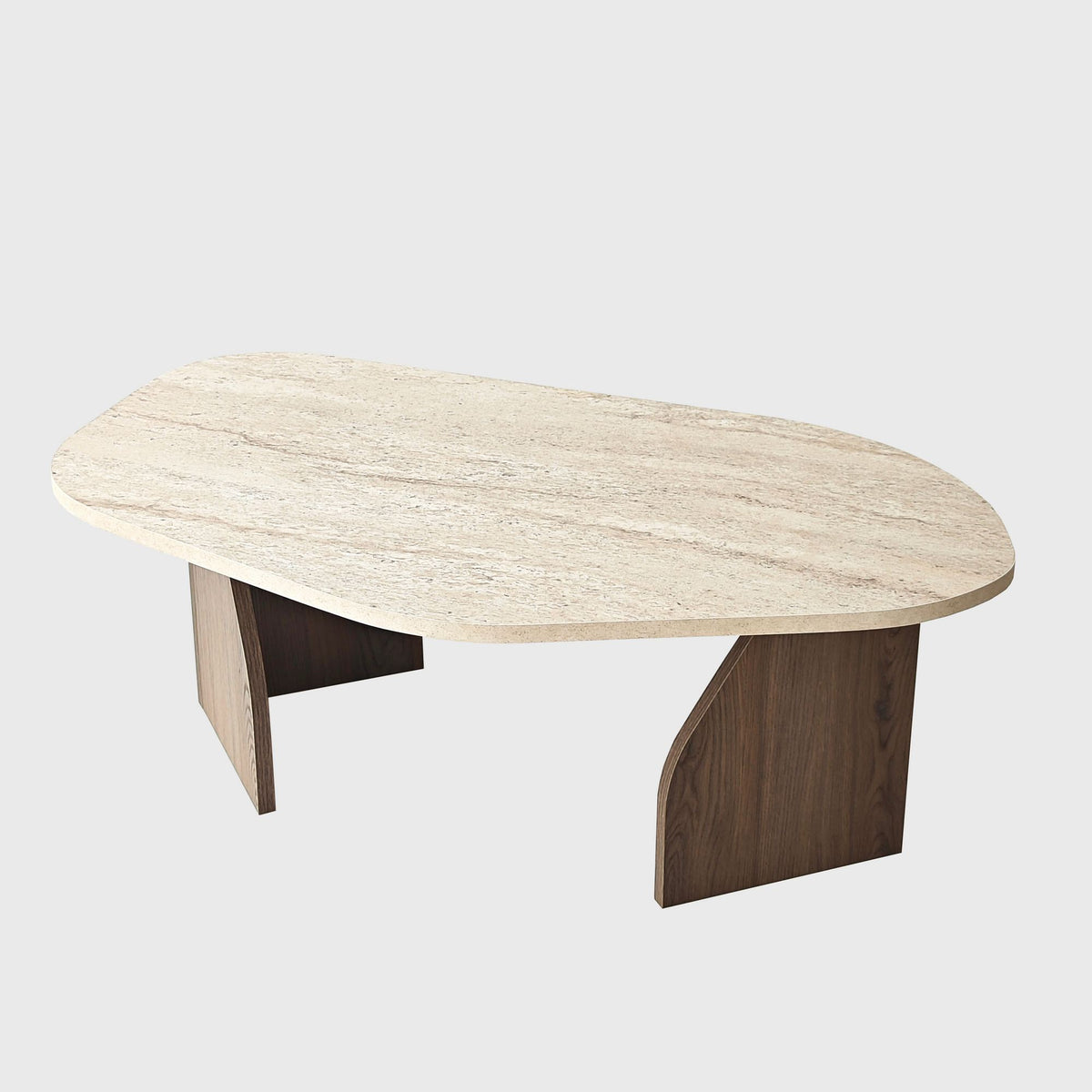Rock sofabord, 100 x 60 cm – travertinlook og valnød – produktbillede 9
