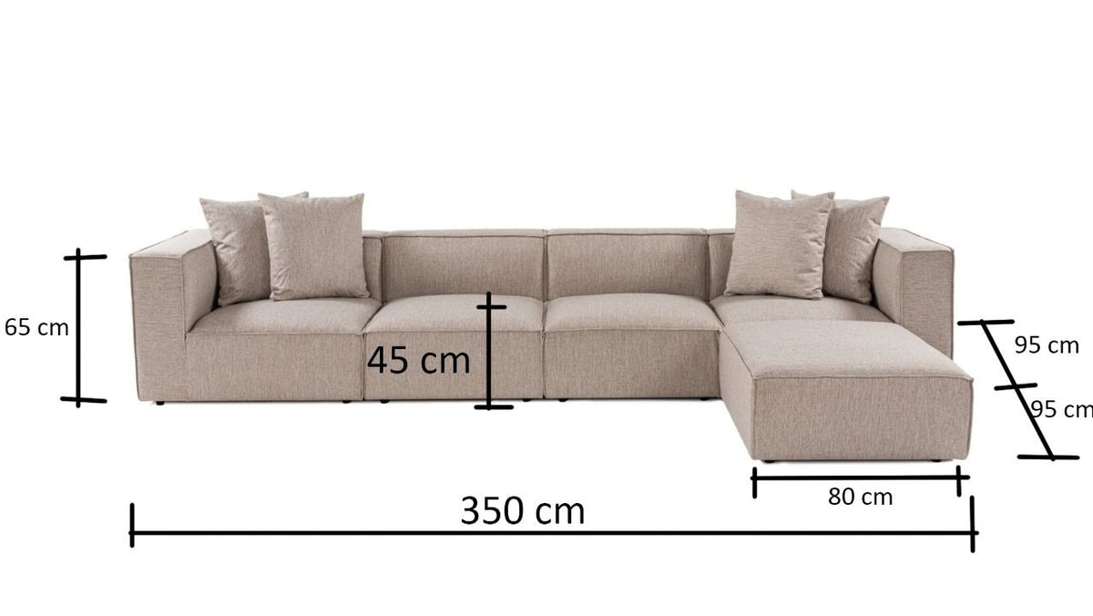 Sora Sofa (L1-O1-O1-1R-POUFFE ), | Sand Beige