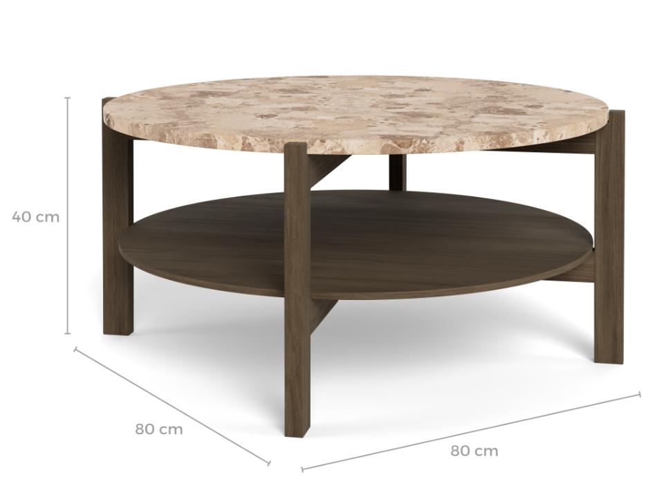 Dorsett Sofabord, Ø80 x 40 cm | Ægte marmor