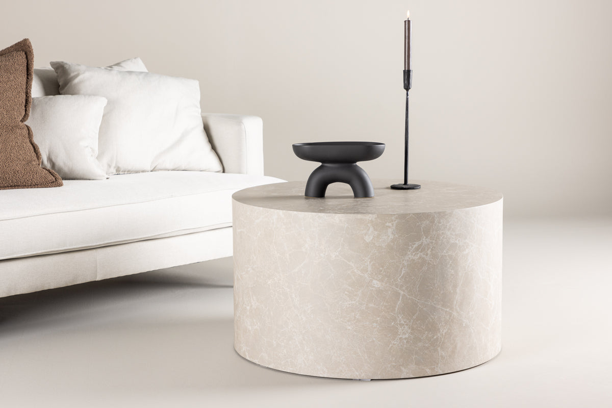 Etne Sofabord Ø80 cm  | Marmor look