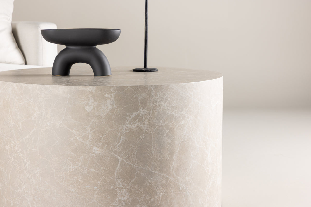 Etne Sofabord Ø80 cm  | Marmor look