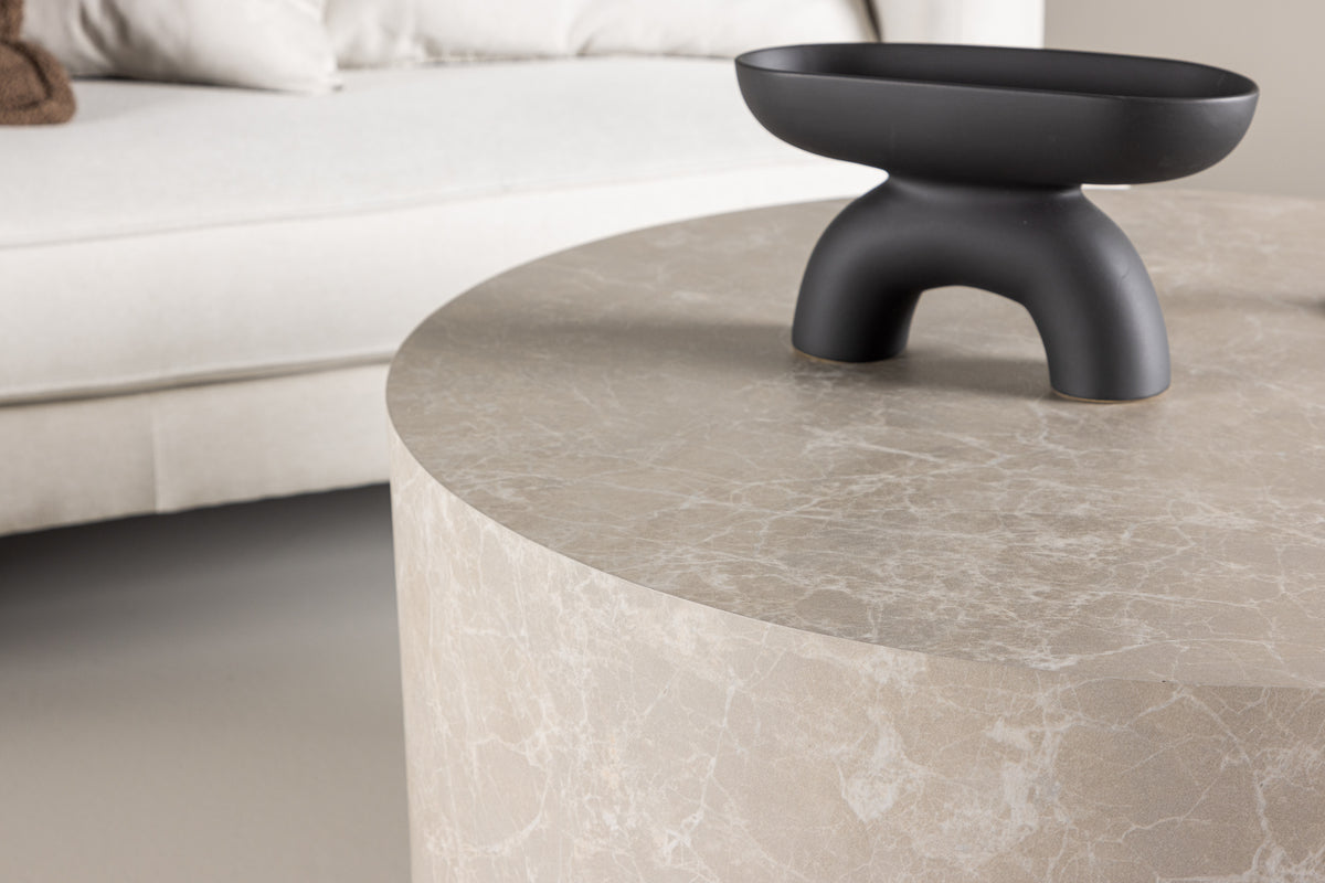 Etne Sofabord Ø80 cm  | Marmor look