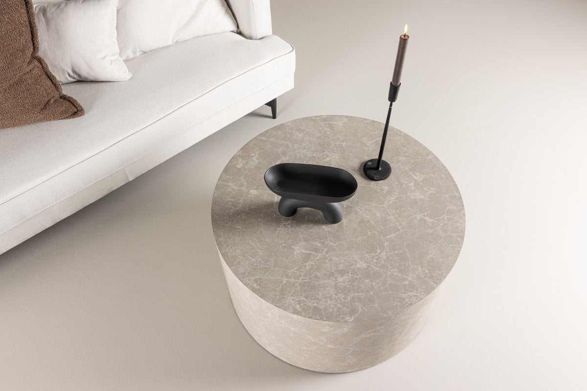 Etne Sofabord Ø80 cm  | Marmor look