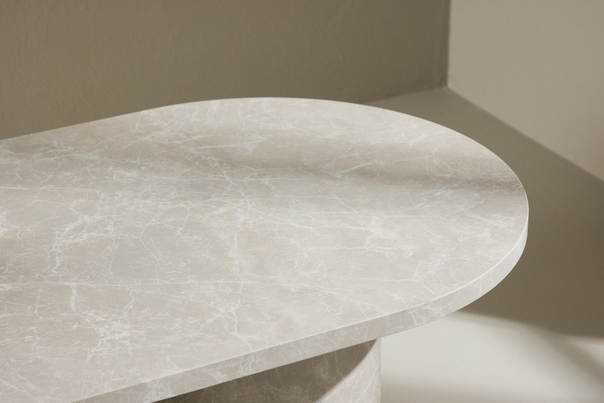 Bøstad Sofabord, 190 x 60 cm | Beige - Marmor look