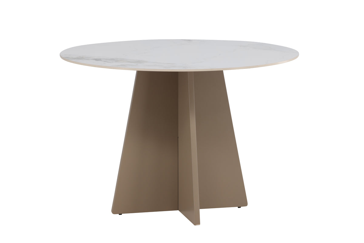 Bootcut Spisebord, Ø110 cm | Beige / Sintret sten