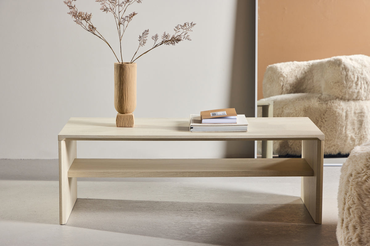 Telemarket Sofabord - 100 x 50 cm | Hvidpudset