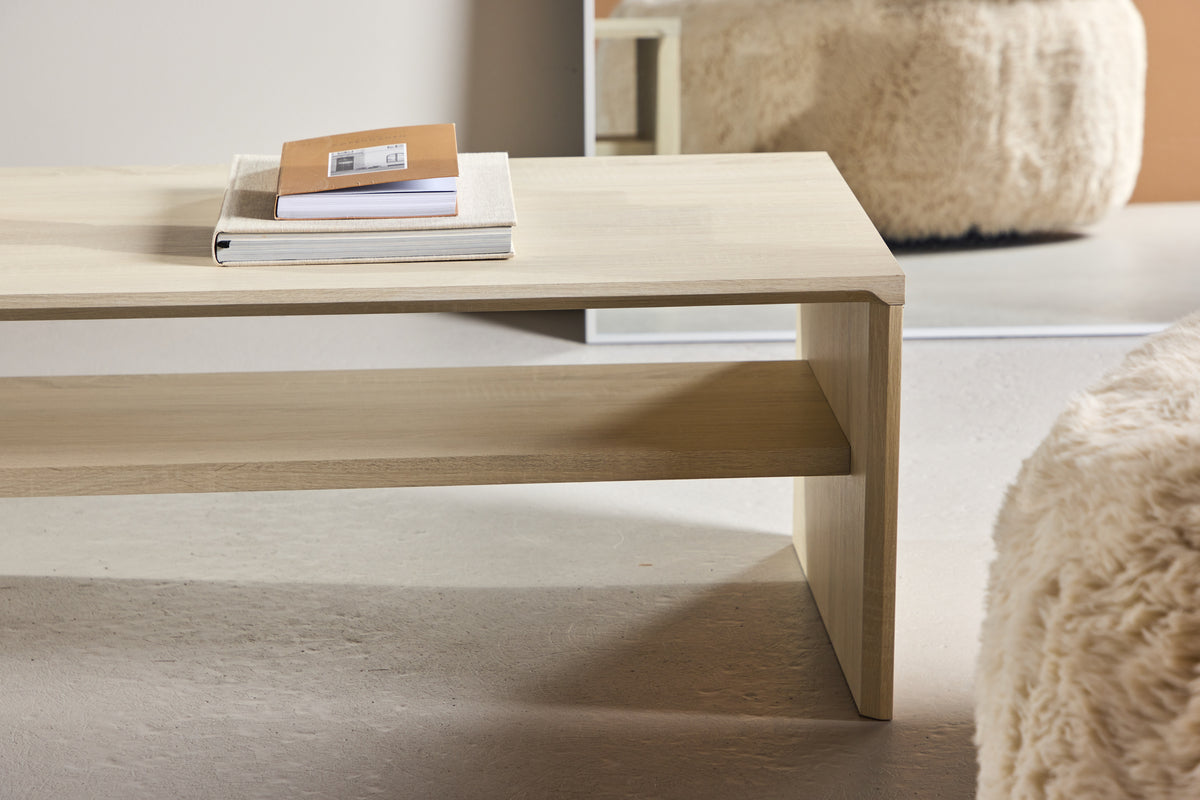 Telemarket Sofabord - 100 x 50 cm | Hvidpudset