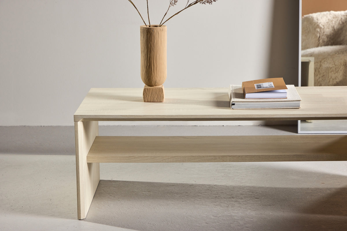 Telemarket Sofabord - 100 x 50 cm | Hvidpudset