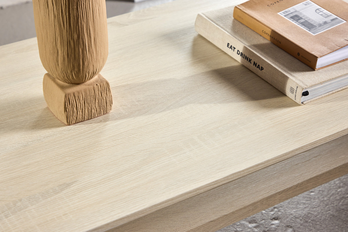 Telemarket Sofabord - 100 x 50 cm | Hvidpudset