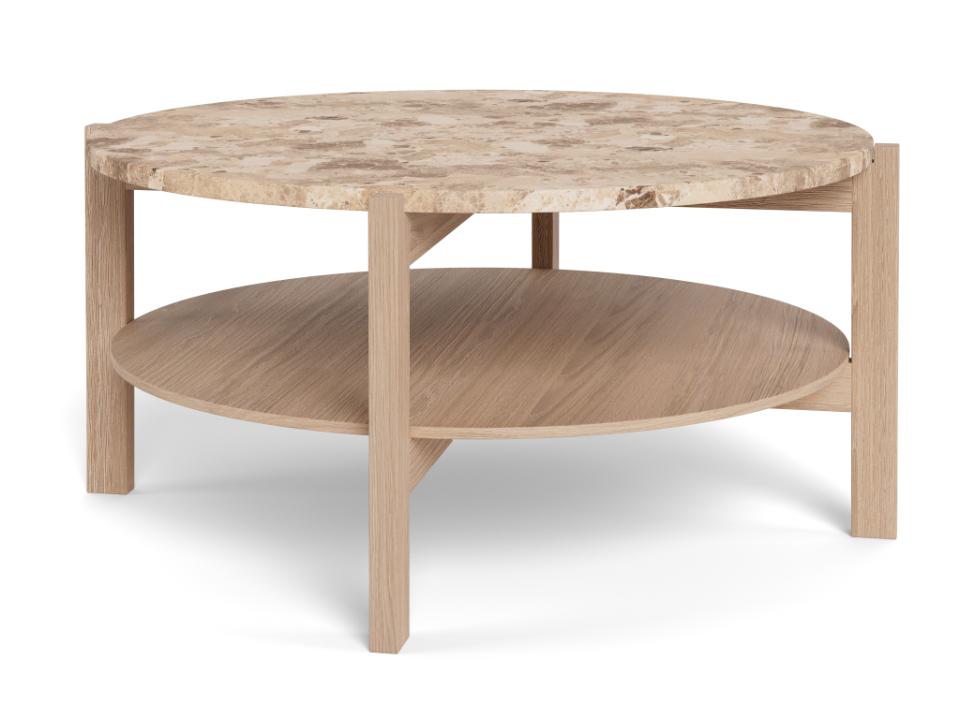 Dorsett Sofabord, Ø80 x 40 cm | Ægte lys marmor