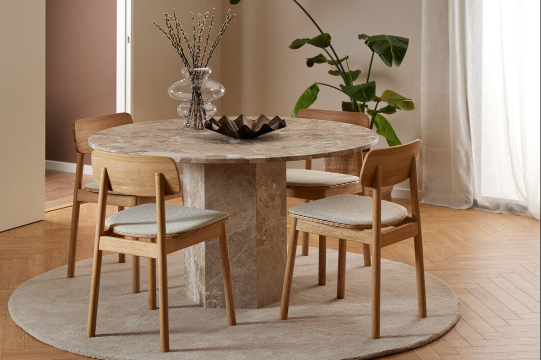 Naxos rundt spisebord, Ø130 cm - Marmor