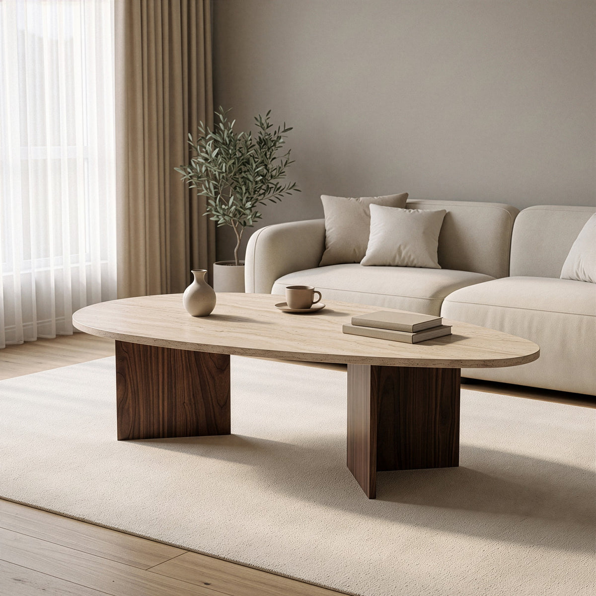 Flap - Travertine, Milano Walnut