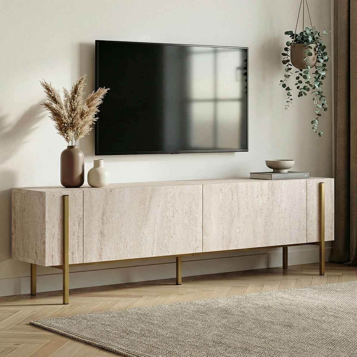 Joe TV Bord, 180 x 45 cm | Marmor look