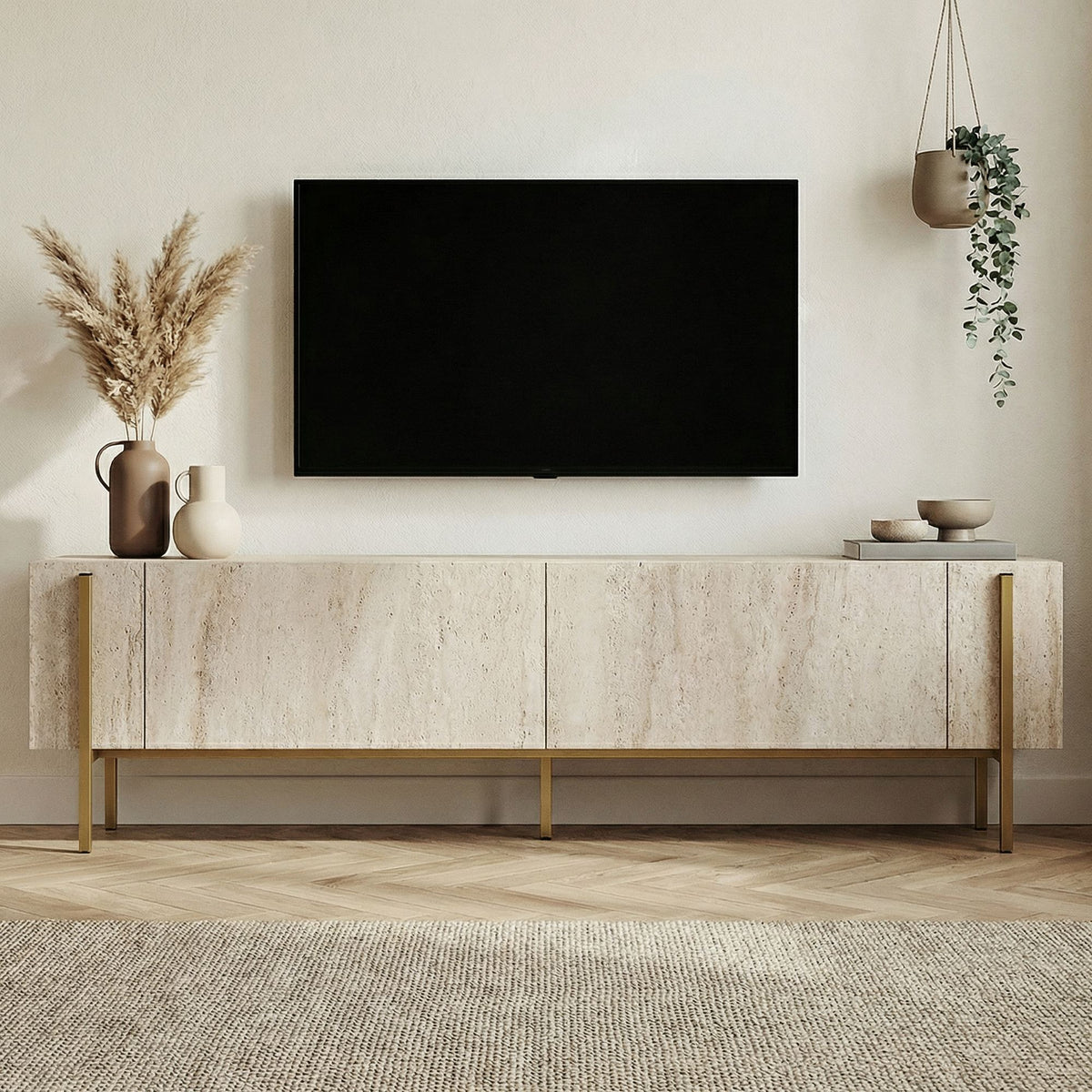 Joe TV Bord, 180 x 45 cm | Marmor look