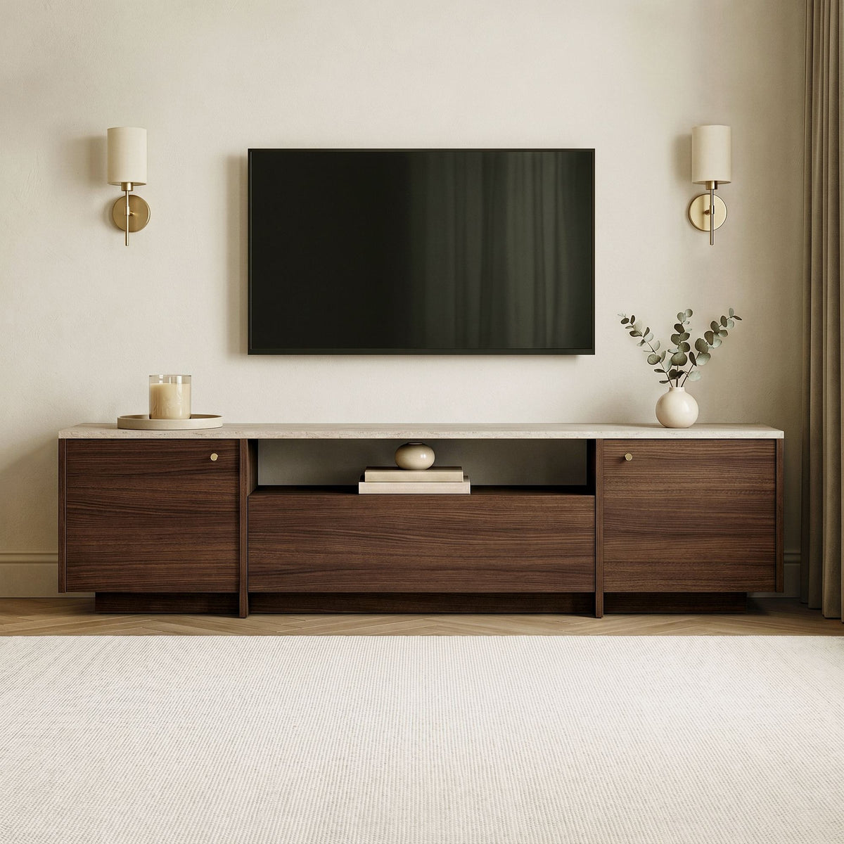 Alvar - Travertine, Milano Walnut