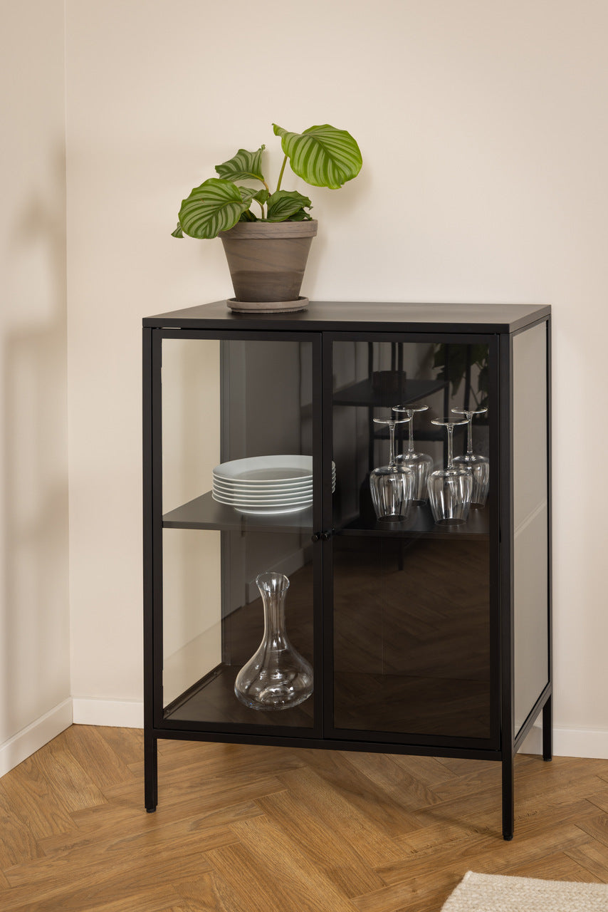 Ålvik Vitrineskab - Sort Metal / Glas, 80x40x98,7 cm