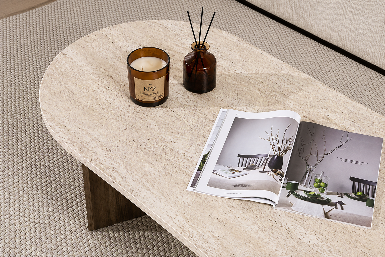 Lyngdal Sofabord 119 x 60 cm | Travertin / Marmor look