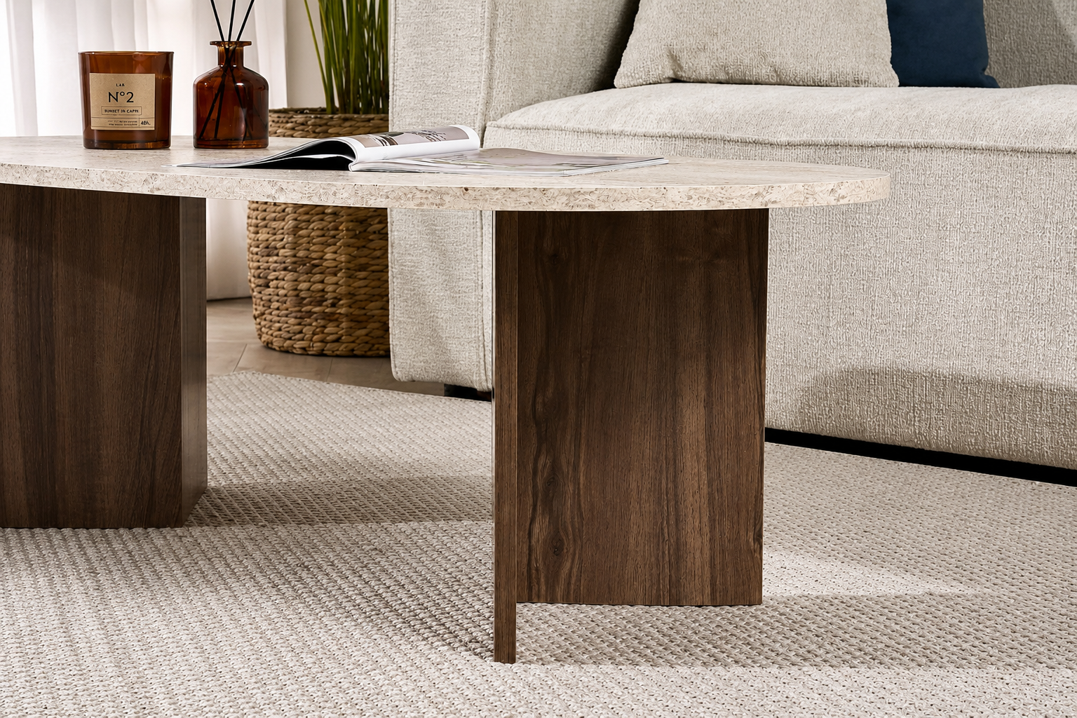 Lyngdal Sofabord 119 x 60 cm | Travertin / Marmor look