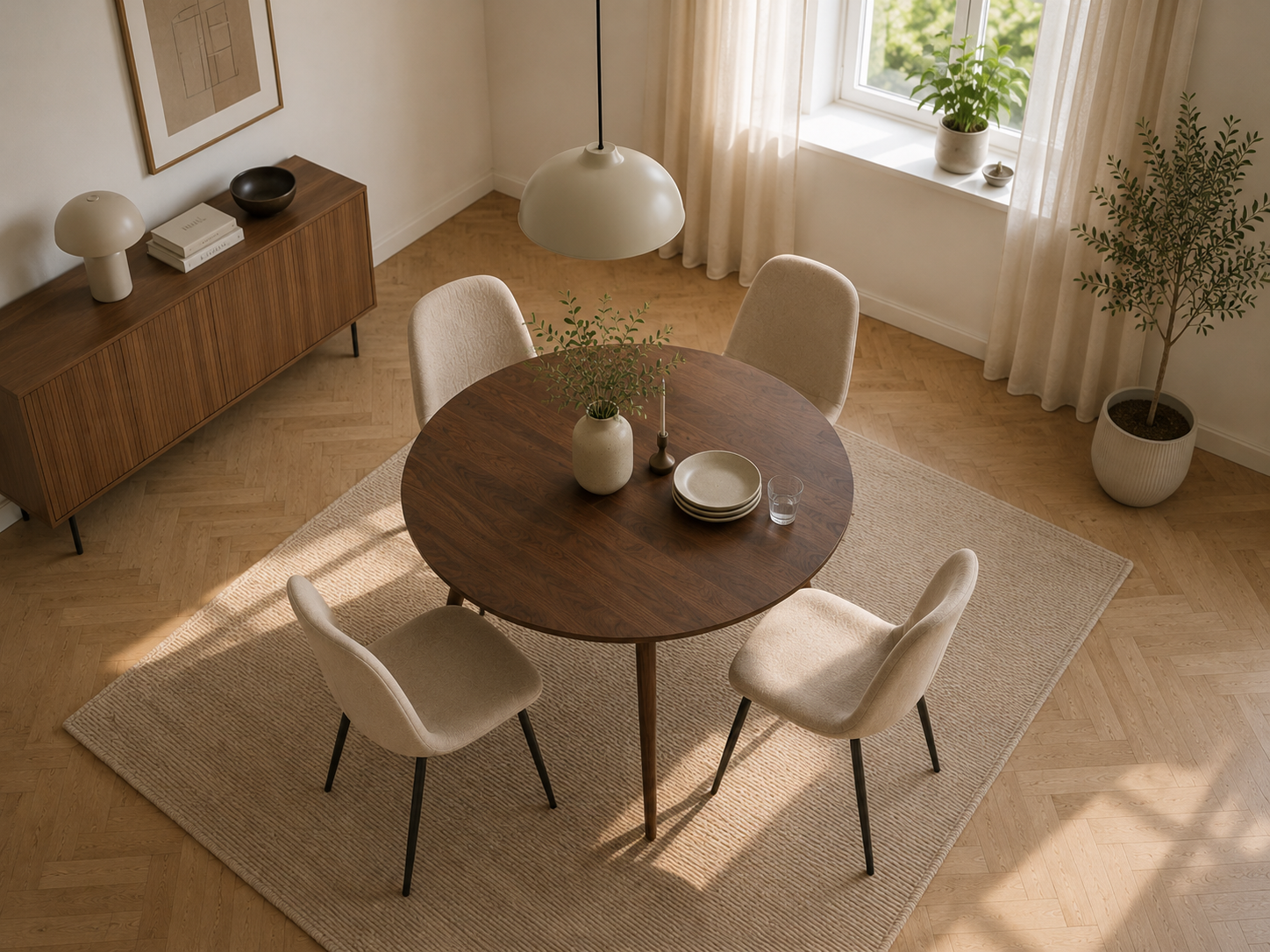 Hamar Spisebord, Ø100 cm | Mørkebrunt