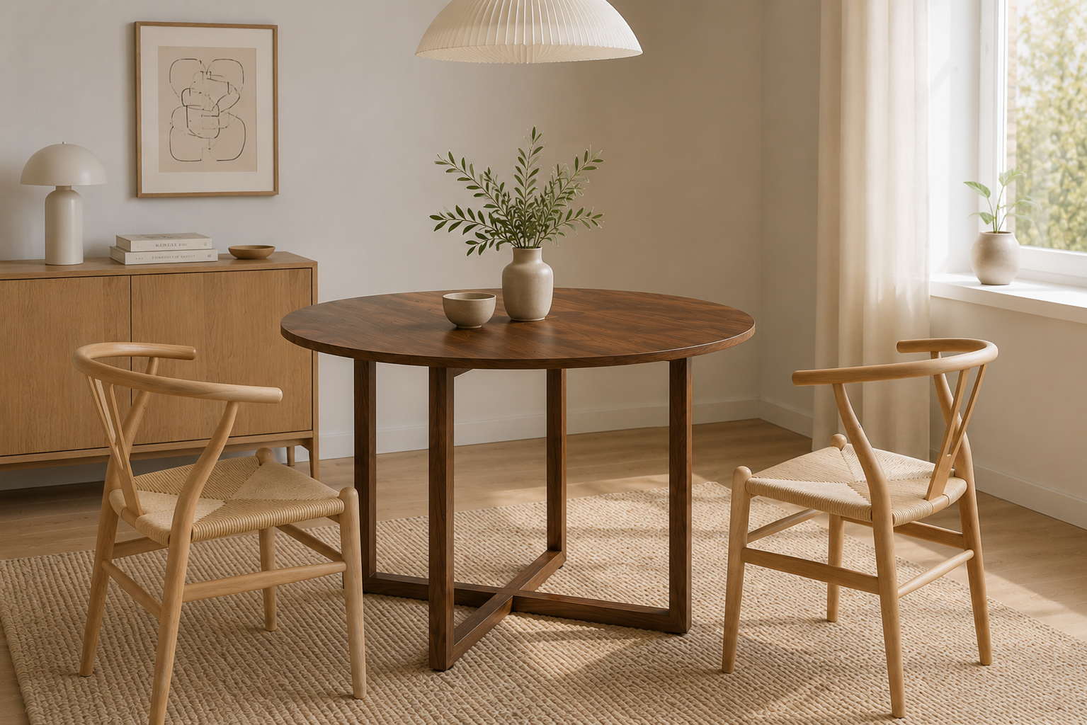 Nordfold Spisebord, Ø120 cm | Valnød finish