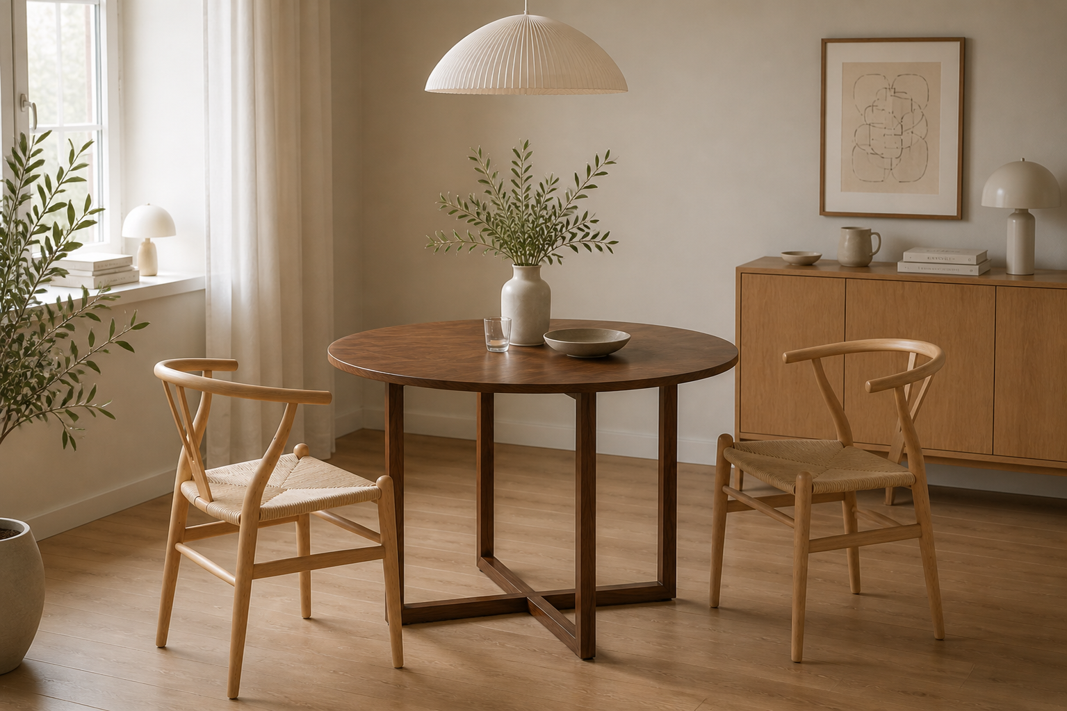 Nordfold Spisebord, Ø120 cm | Valnød finish