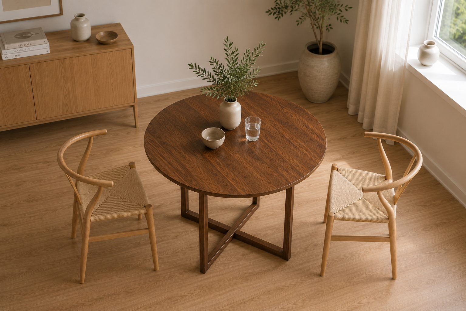 Nordfold Spisebord, Ø120 cm | Valnød finish