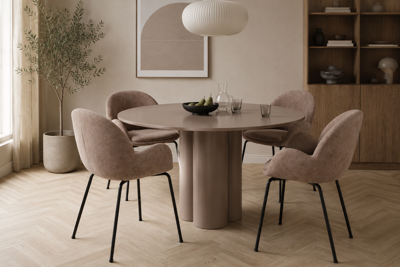 Meråker Spisebord, Ø110 cm | Lysebrun