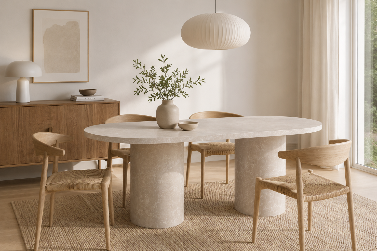 Namsos Spisebord, 200 x 100 cm | Beige / Marmor