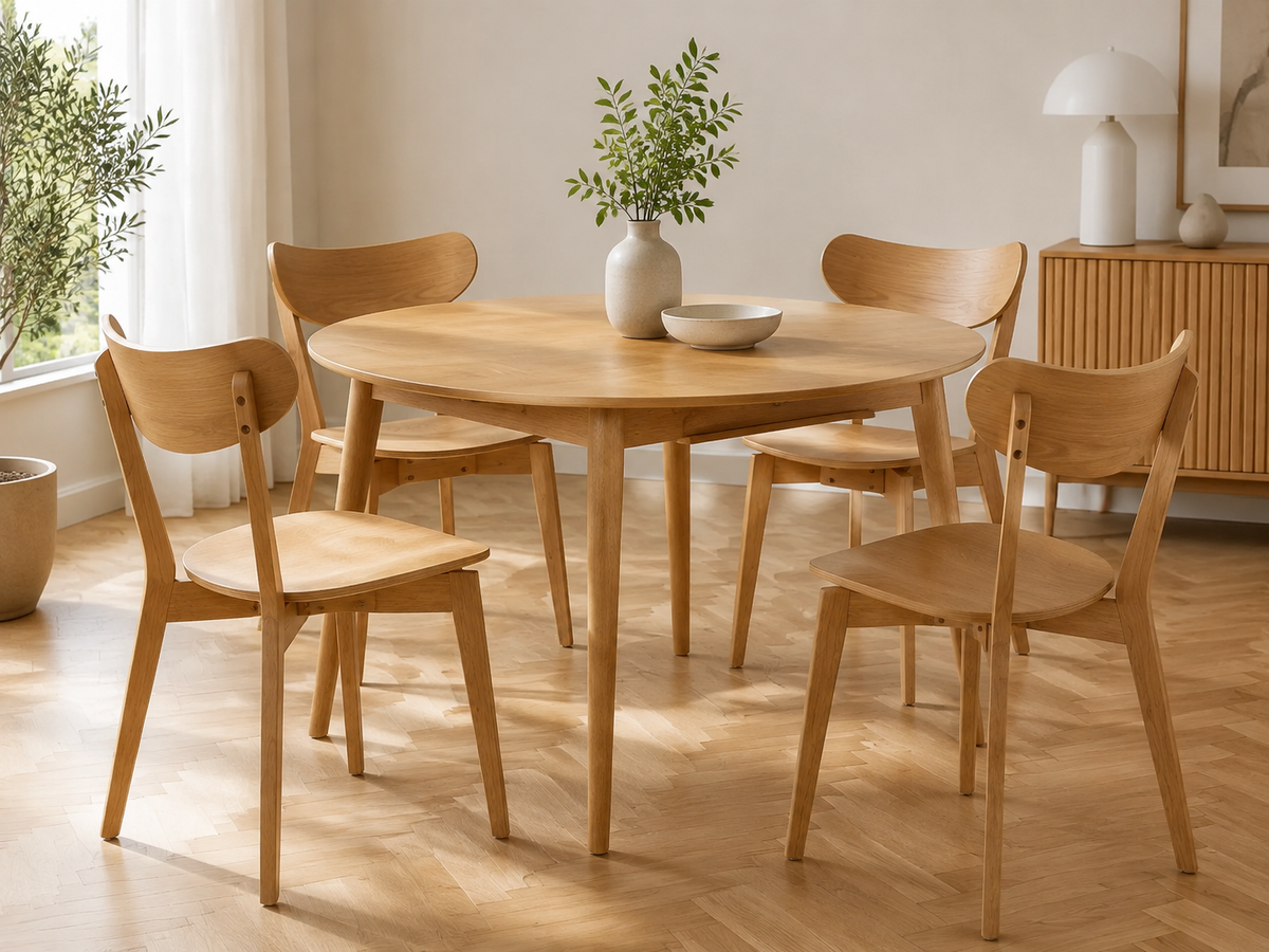 Montano Spisebord, Ø115/154 cm inkl. tillægsplade | Lys egetræ