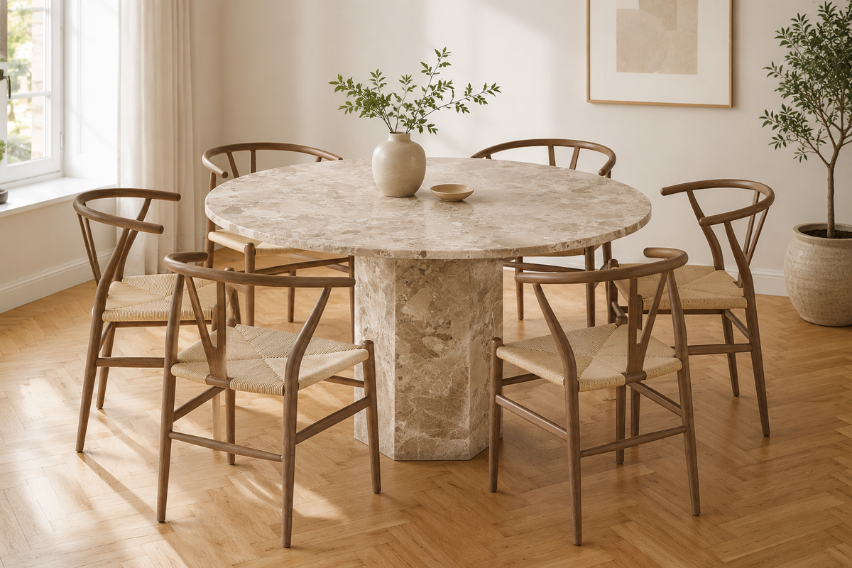 Naxos rundt spisebord, Ø130 cm | Ægte Marmor