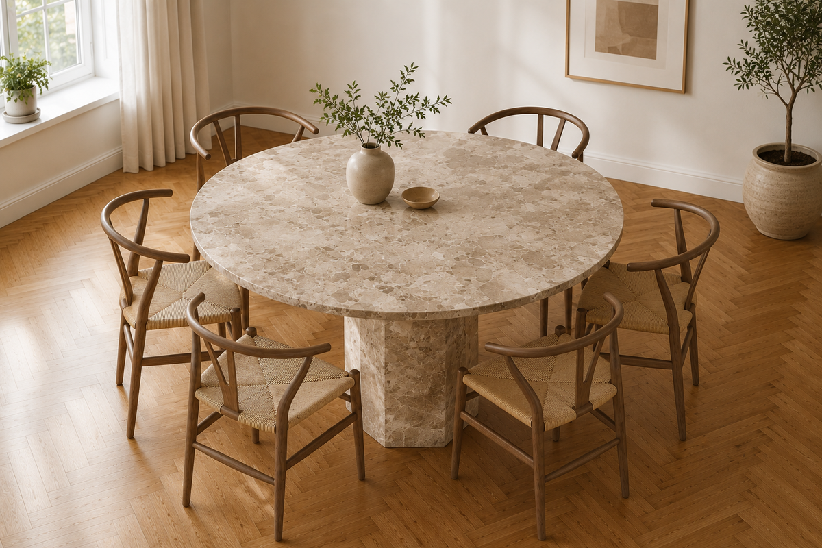 Naxos rundt spisebord, Ø130 cm | Ægte Marmor