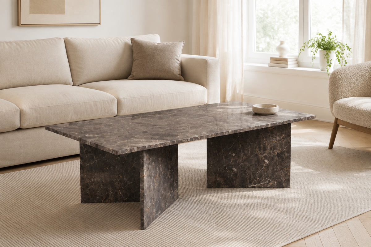 Vega Sofabord 140 x 70 cm | Mørk Marmor