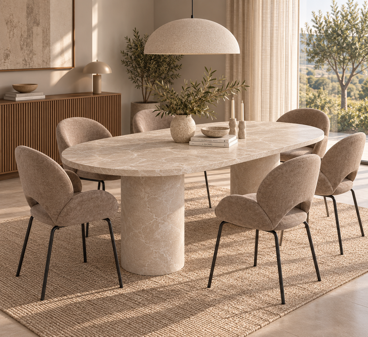 Namsos Spisebord, 200 x 100 cm | Beige / Marmor