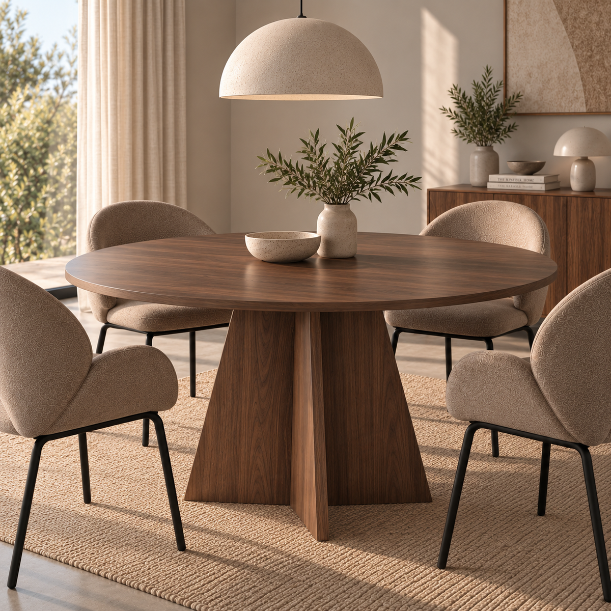 Virella Spisebord, Ø120 cm | Valnød look