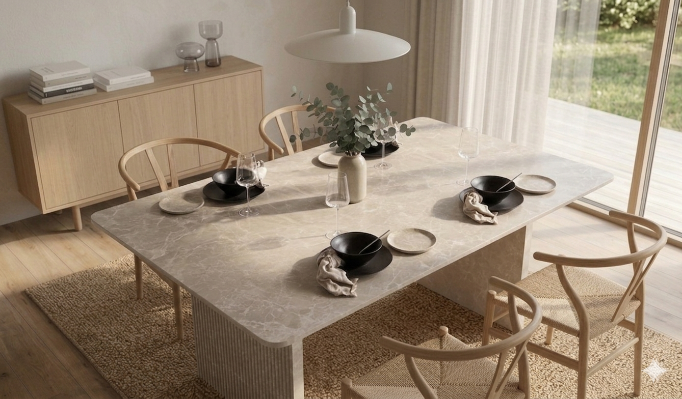 Vail Spisebord, 200 x 100 cm | Marmor look