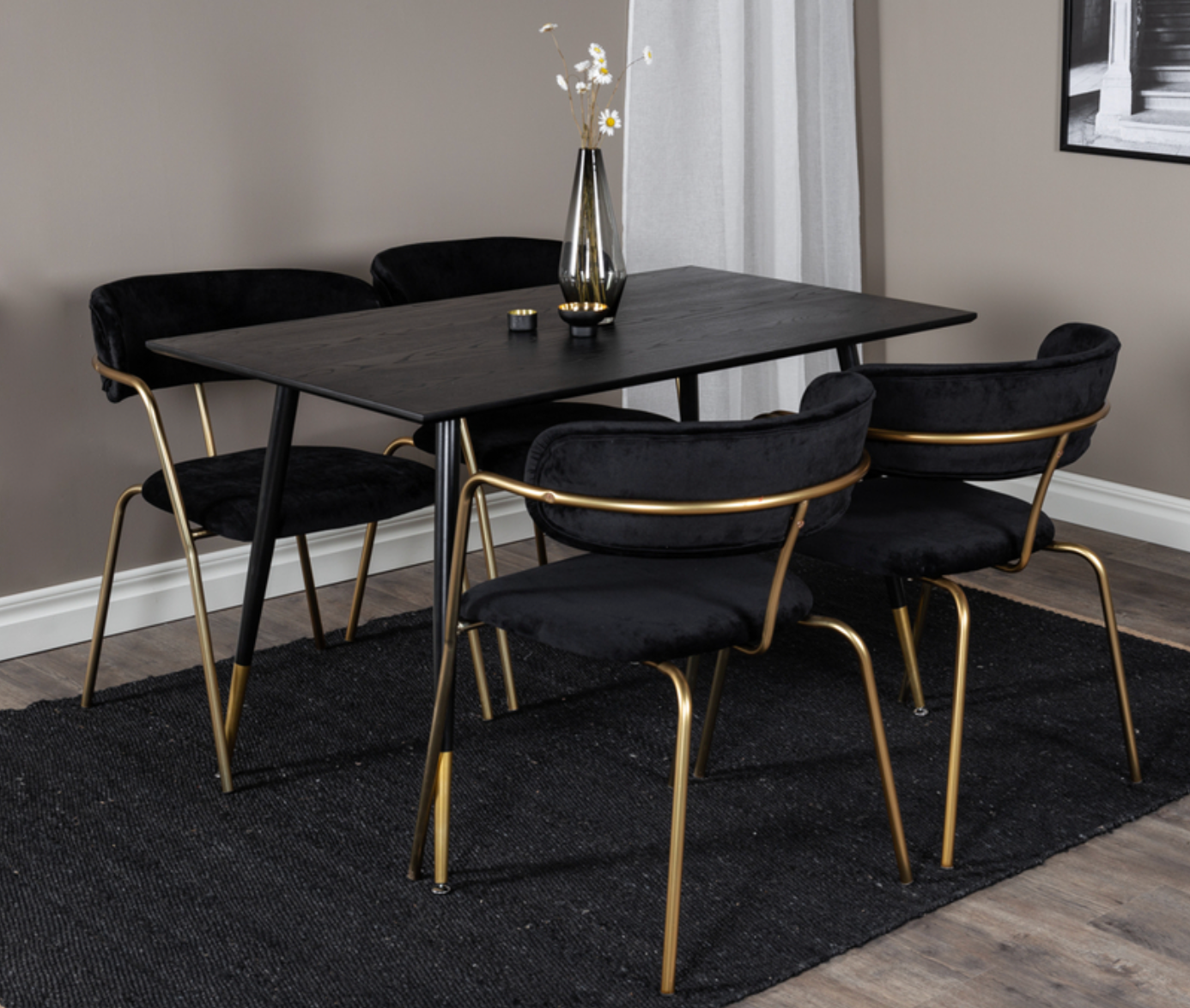 Arrild Spisebord, 120 x 75 cm | Sort/guld