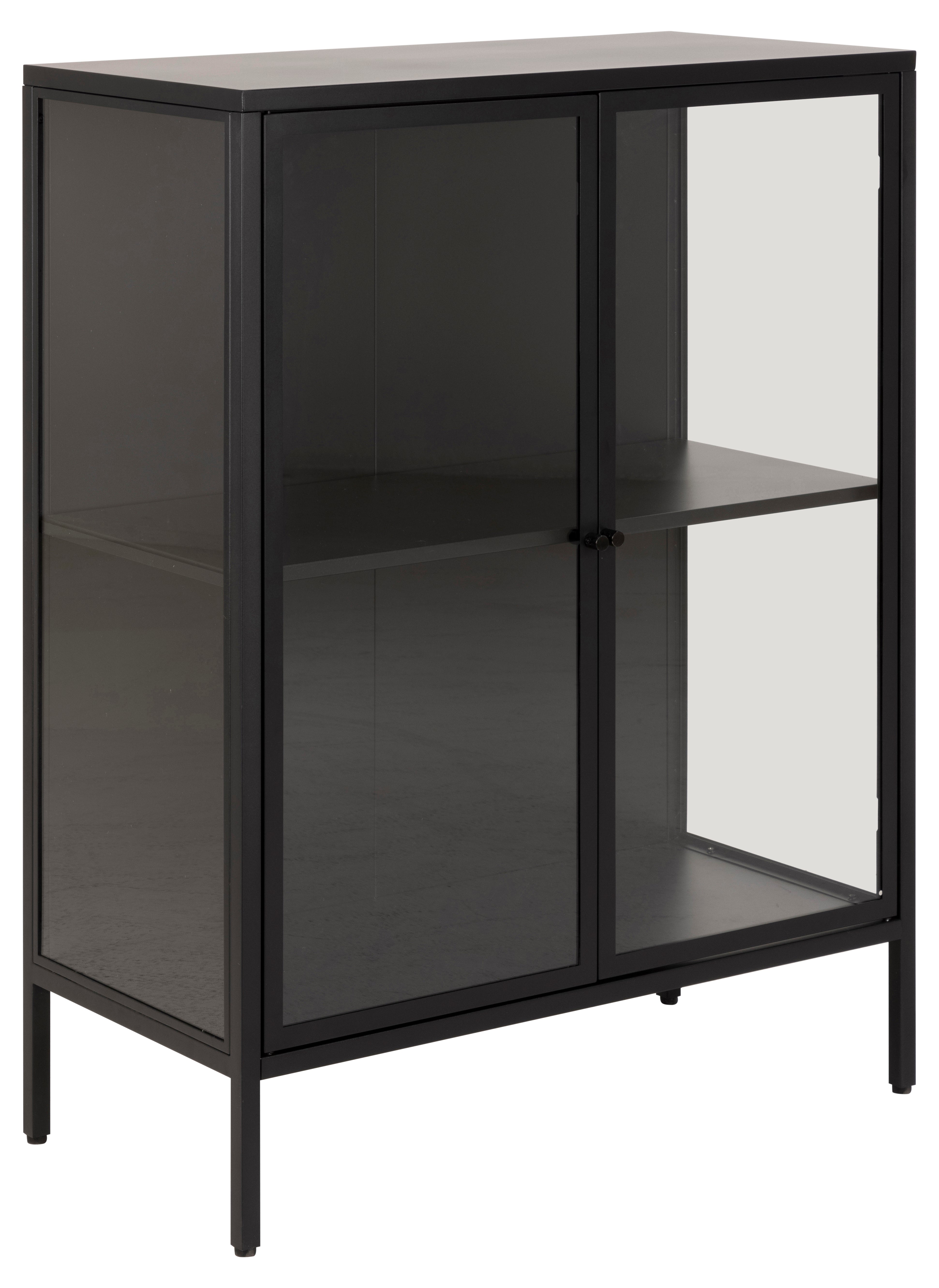 Ålvik Vitrineskab - Sort Metal / Glas, 80x40x98,7 cm