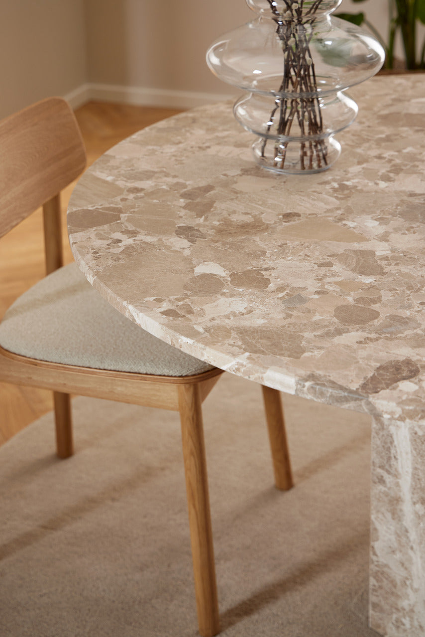 Naxos rundt spisebord, Ø130 cm - Marmor
